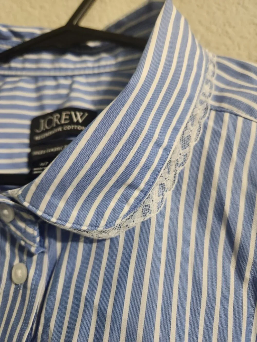 J. Crew NWOT Jules Club-Collar Shirt in Striped Cotton Poplin Bright Grotto 16T